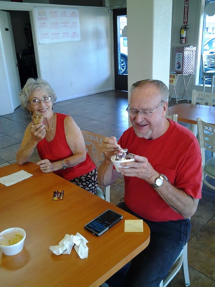 Pat Sherm and I decided to have an ice cream before I left to go bac