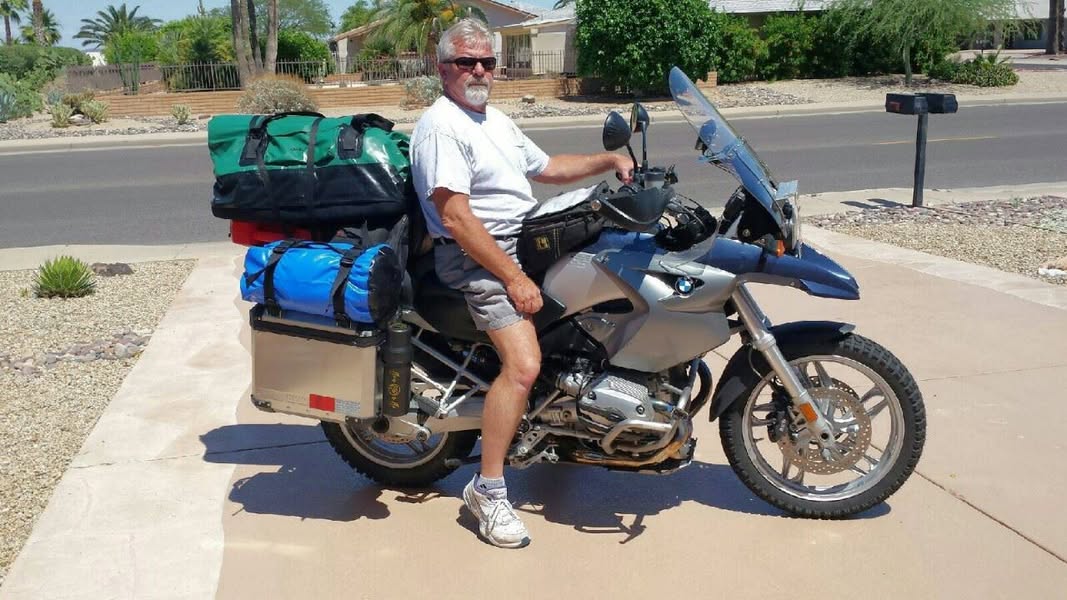 I'm all set to go to Alaska. I let this fat guy set up my bike so I 