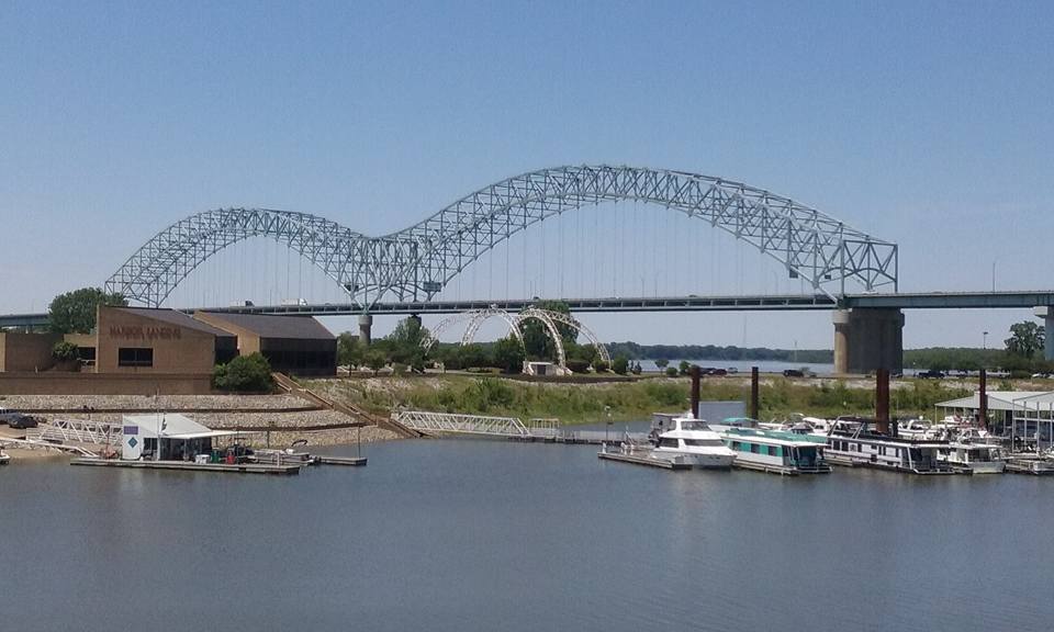 The I-40 bridge over the mighty Mississippi  river.
