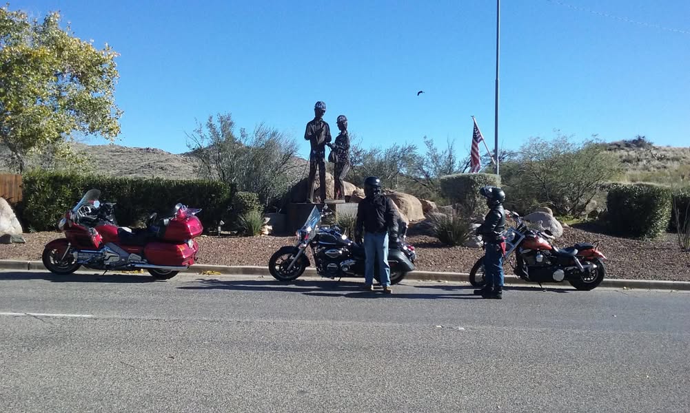 A few of you may remember my requesting prayers for a young friend of mine that was in a very serious motorcycle accident a couple of years ago. Well, today he,  a friend of his and I took a little ride to Bagdad, AZ.