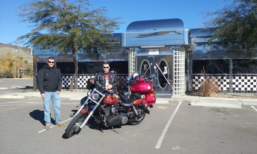 A few of you may remember my requesting prayers for a young friend of mine that was in a very serious motorcycle accident a couple of years ago. Well, today he,  a friend of his and I took a little ride to Bagdad, AZ.