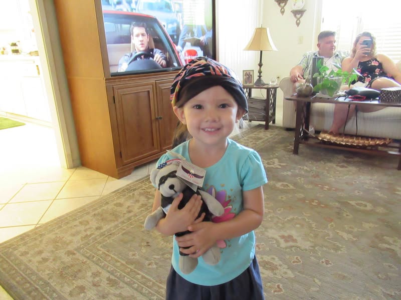 My great granddaughter by marriage was playing with my toys and wanted to know what was on the bears head. I told her it was a do-rag. She wanted to know what a do-rag was so I showed her one. :)