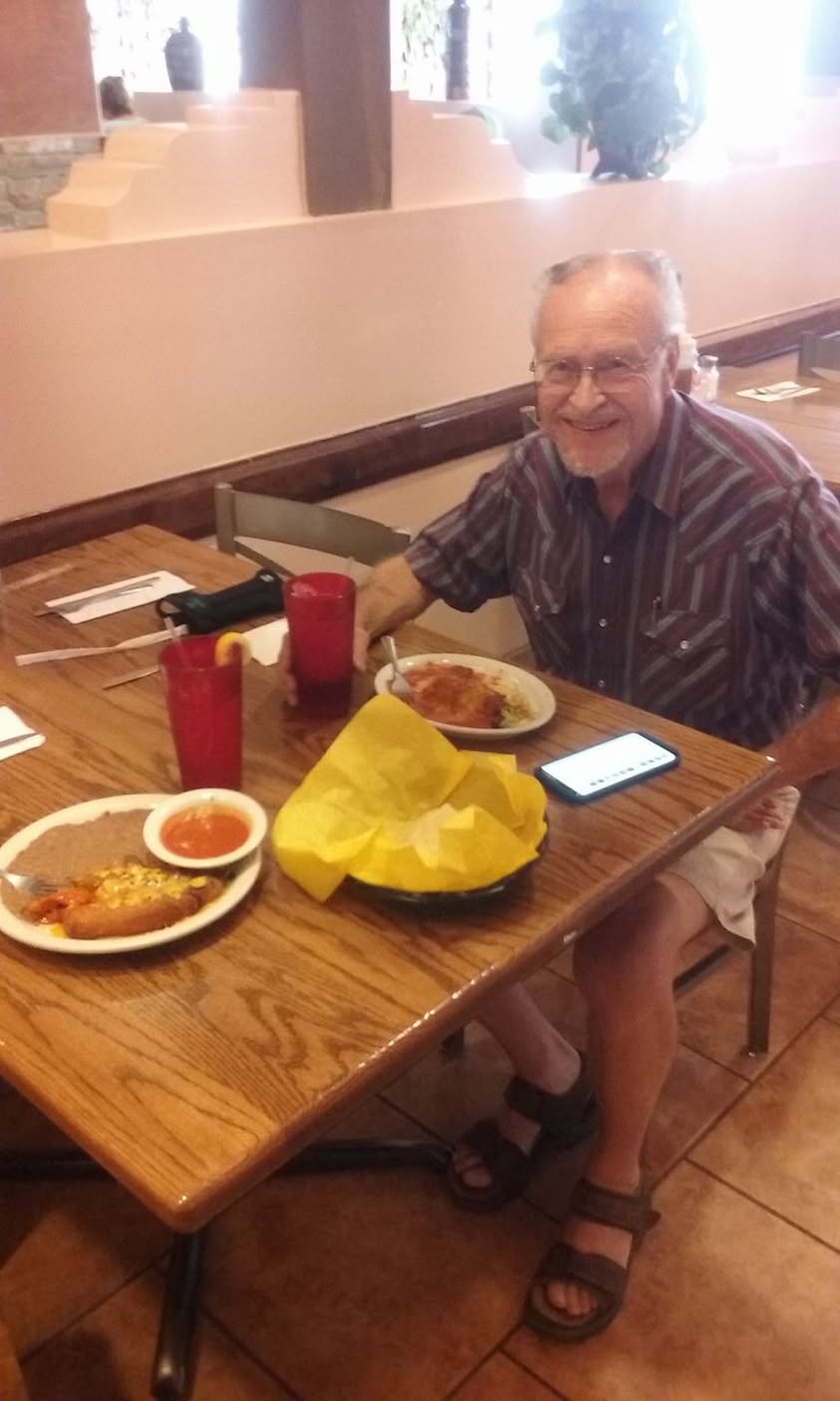 Sherman and I are stopped for lunch at El Cafecito in Grants, NM.
