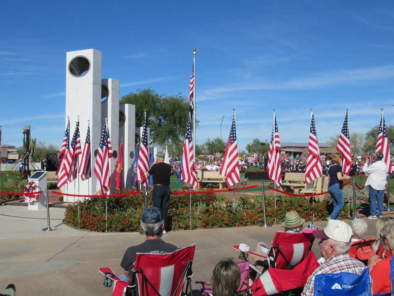 We have a somewhat unique Veterans Memorial in Anthem. I went there yesterday to take some pictures not expecting that many people to be there. Wrong, several thousand were there making it impossible to get the shots I wanted. I took a few, but decided to come back today for the money shots. Read the captions on some of the pics to get the whole picture. :)