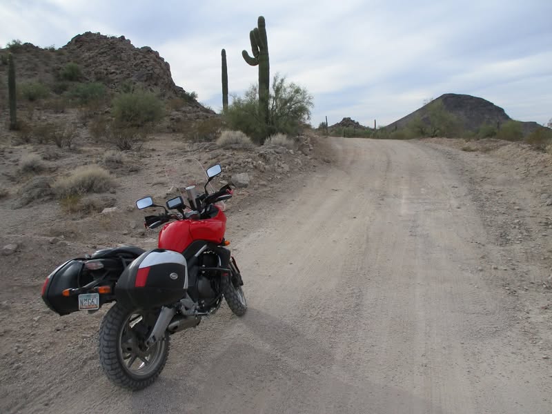 I was thinking this morning about relaxing and watching the Cardinals lose to the Titans. I didn't get too excited about that so I looked up a trail in my AZ Backroads book that I haven't ridden yet and headed that way on my Versys.