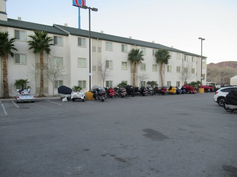 Departure day for this years Death Valley ride was Friday the 16th. I only took possession of my new ride on the 14th and it was in a pouring rain. I rode it home, sat on it all day in my garage on the 15th trying to learn the new electronics. I left on the 16th having learned NOTHING! In spite of that, I had an awesome weekend, and even learned or was shown (thanks Angela) a few things about the electronic. All in all, the bike is awesome, except for the 112 mph limiter. Come on Honda, raise that limit to at least 125.........how in the world do you expect us to make a pass?