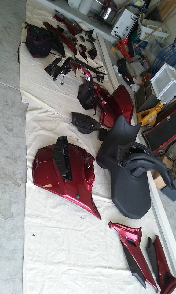 I'm installing all of the accessories on my new bike.  Disturbing thing is there's still more to come off before I can start putting it back together!