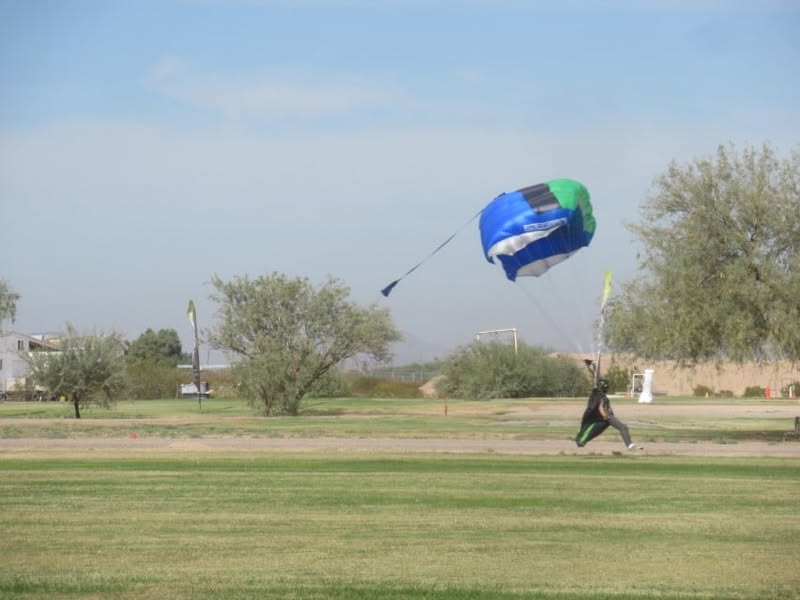 Rode out to the Eloy Airport with the group today. Good food while being entertained by guys jumping out of perfectly good aircraft.