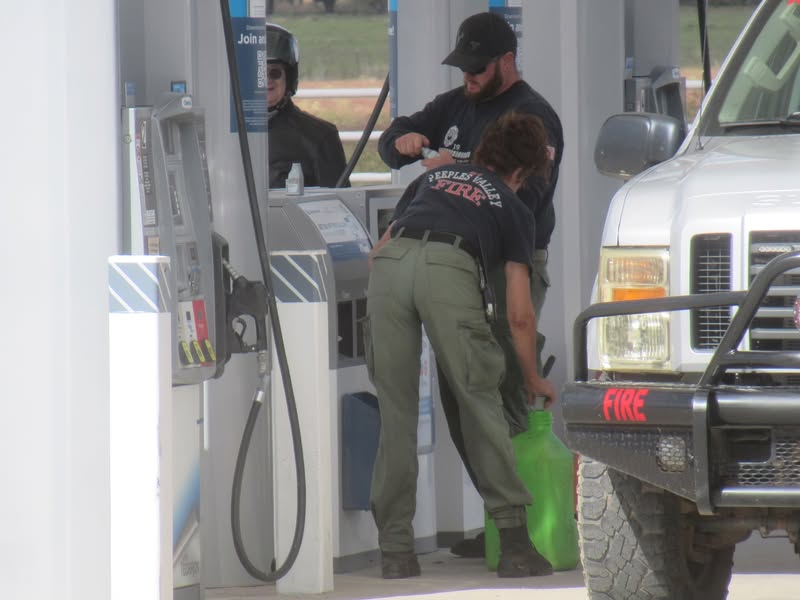 Peeples Valley Fire was getting fuel for their chainsaws.