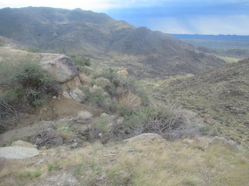 Looking over the ledge on the south side of Yarnell Hill Road.