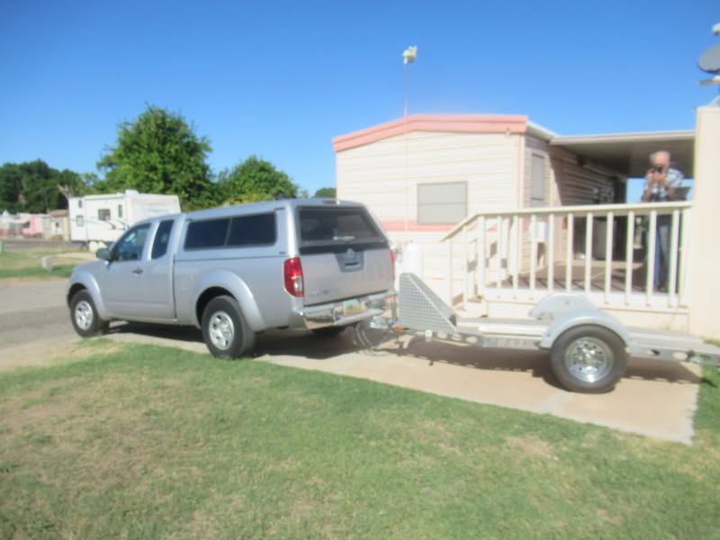 Im ready to drive off with my new trailer and Sherm is taking a sad goodbye last
