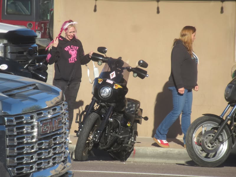 Across the street from the Hassayampa were these Hells Angels girls.
