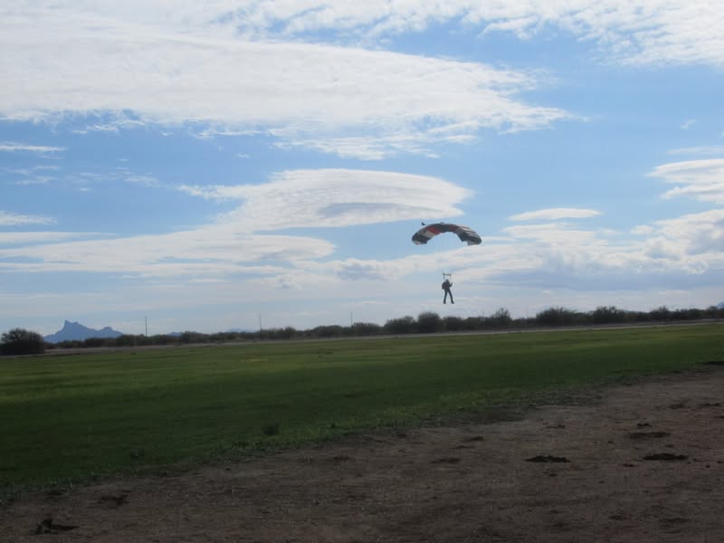 He had a good time watching the sky divers.
