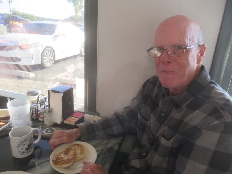 Paul with his full order of English muffin.