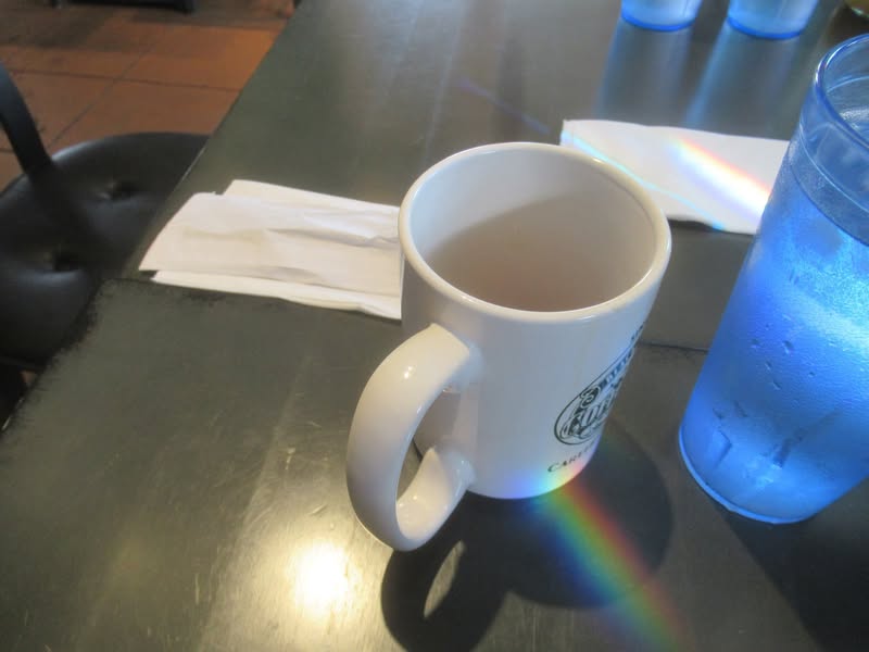 Paul just ordered an empty cup of coffee.
