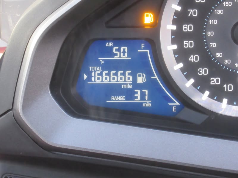 Shortly after leaving our house, Sarah told me to look at my odometer.