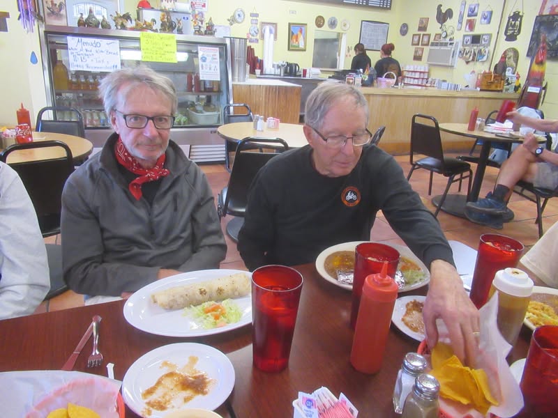 Doug had a bean burrito and Tom had my chili rellenos.
