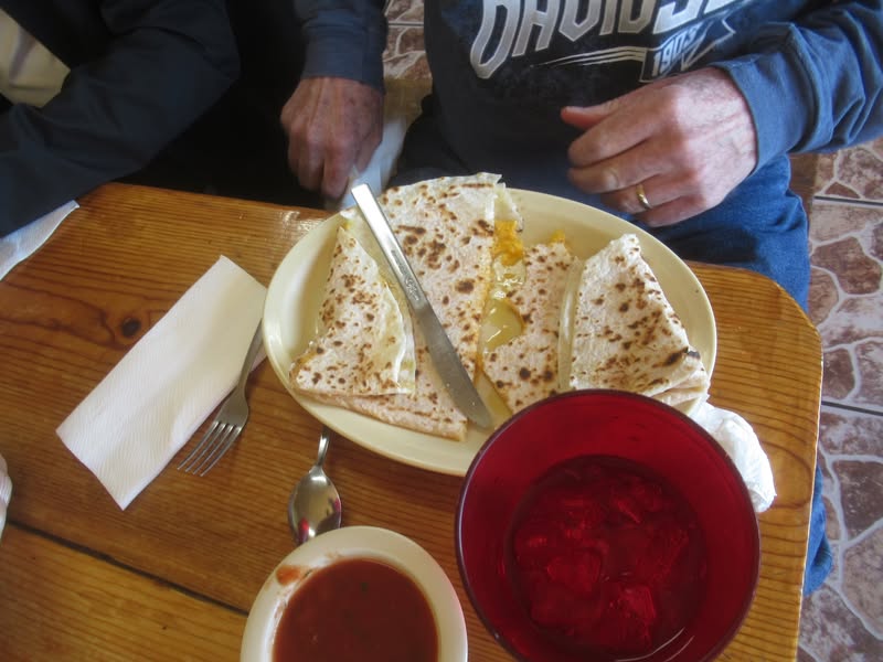 Paul had a large quesadilla.