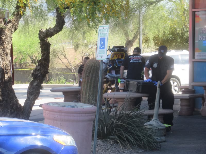 At the rest stop at the Fort McDowell Chevron the Fire and Rescue were busy.
