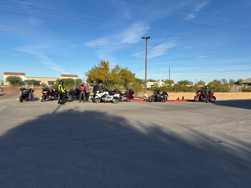 Nine of us met at the QT for the days ride to the Coyote Den in Aguila.