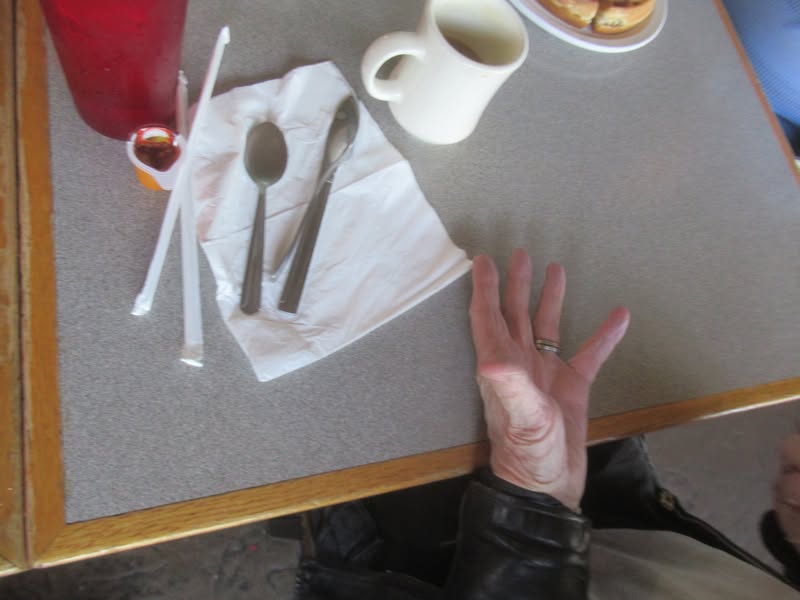 John is making sure that I took this picture of his breakfast.