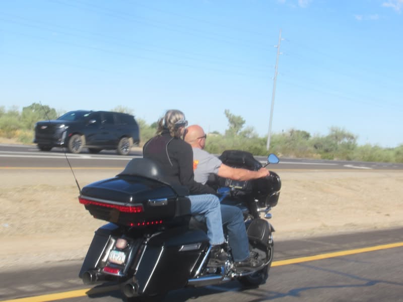 This was the lead rider of a group that passed us on Hwy 60