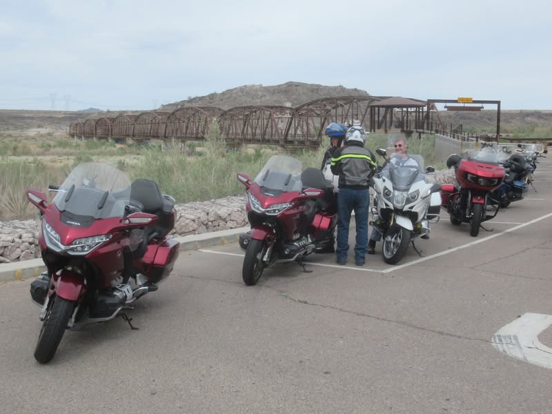 Taking a break after crossing the bridge.