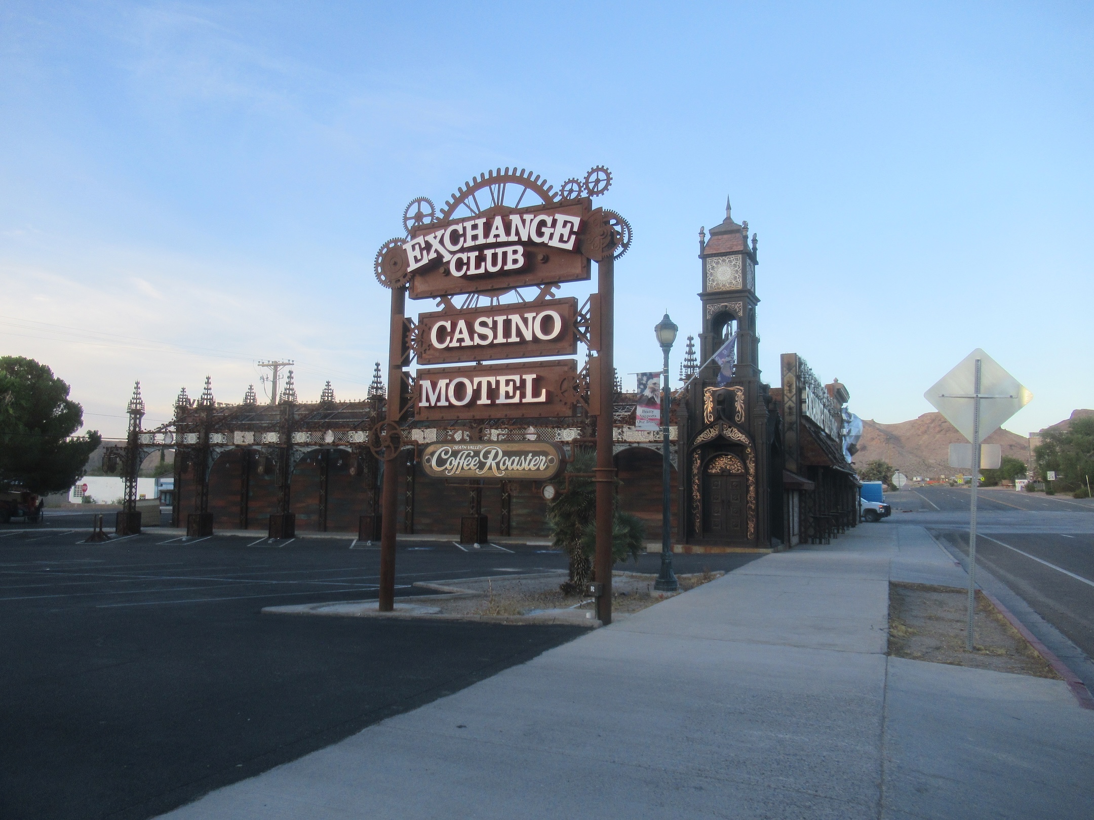The Exchange Club Casino Motel sign and clock tower